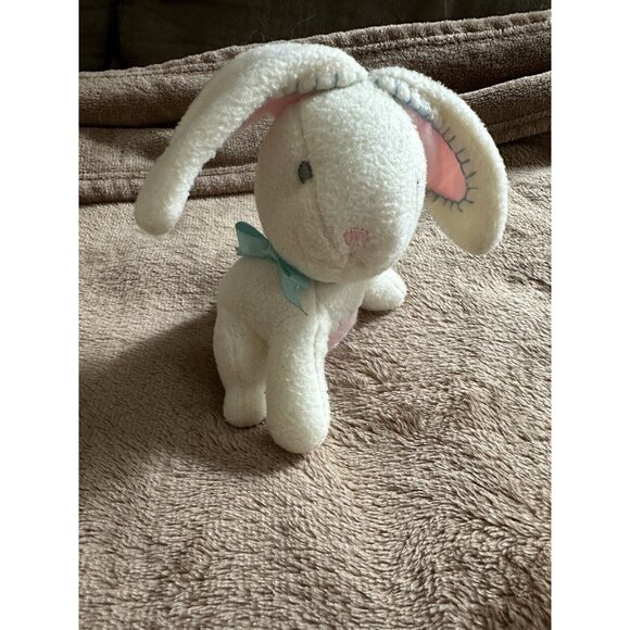 Vintage White Wool Easter Bunny Rabbit 4” To 5” Plush Stuffed Animal No Brand - Picture 9 of 15